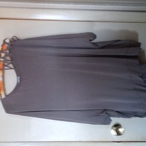 Tunic top with lattice straps on shoulder